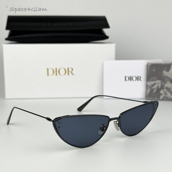 Dior Men Sunglasses Shiny Gunmetal Blue Cat Eye MISSDIOR B1U H4B0 BRAND NEW - Picture 3 of 12